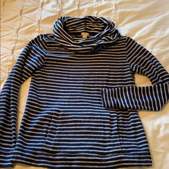 J. Crew Factory Sweaters - Nautical navy-white striped cowl neck sweater
